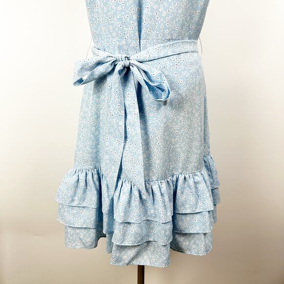 Likely Charlotte Light Blue Floral Mini Dress Ruffle Sundress Spring Womens Sz S - Picture 5 of 13